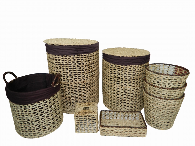 8pc seagrass bath baskets